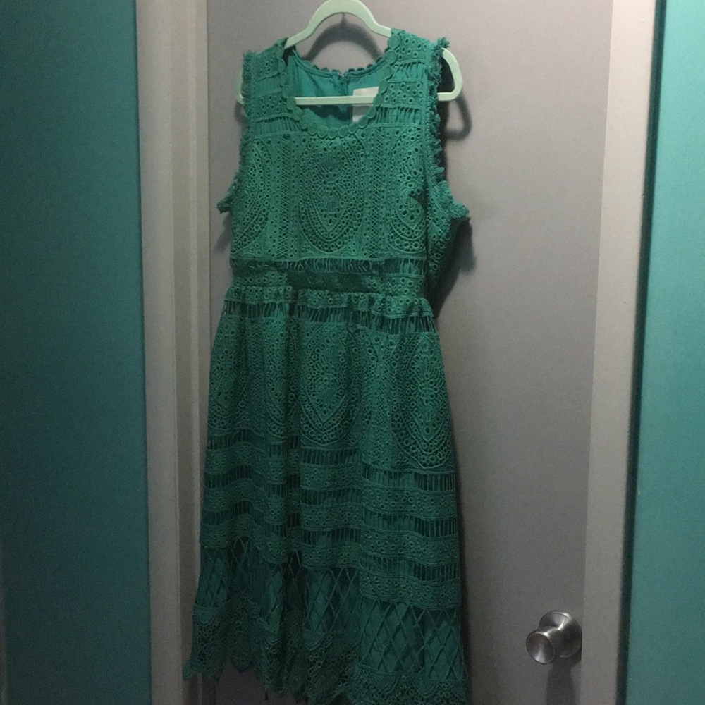 Modcloth Teal Crochet Midi Dress